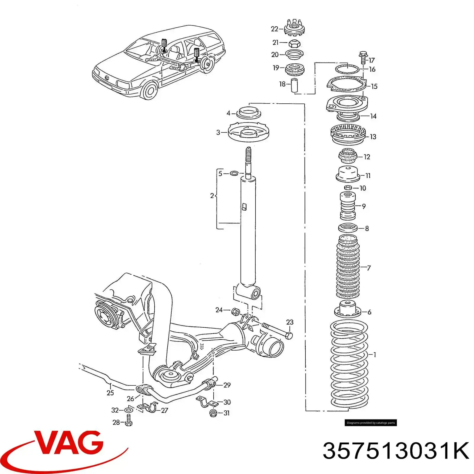 Amortecedor traseiro VAG 357513031K preço, a partir de 62,11 USD
