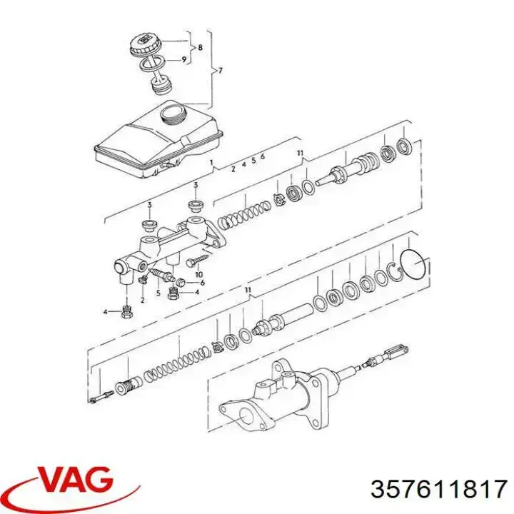 357611817 VAG Tampa de tanque de cilindro mestre do freio