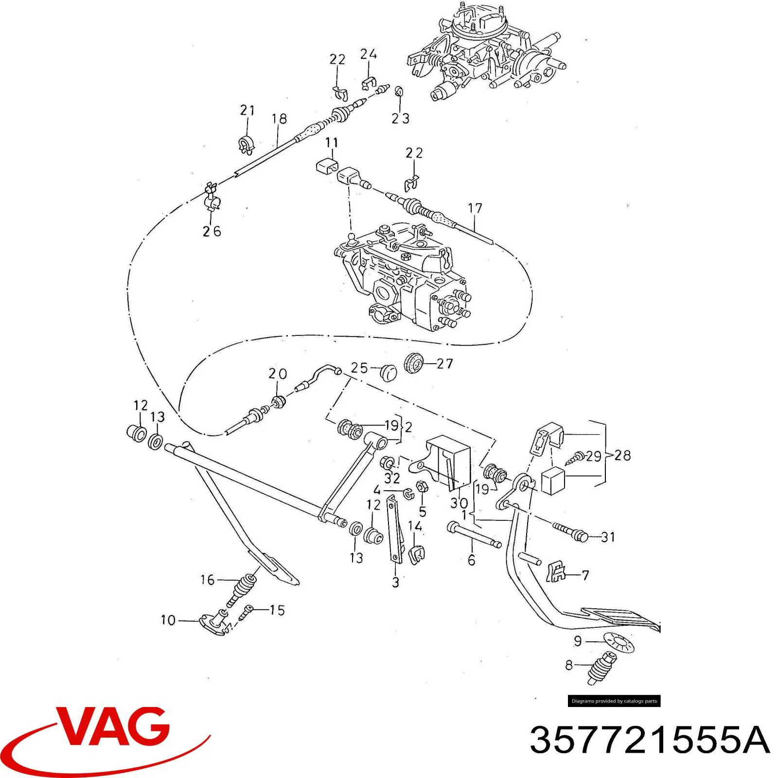 Compre 357721555A VAG Cabo/pedal de gás (de acelerador)