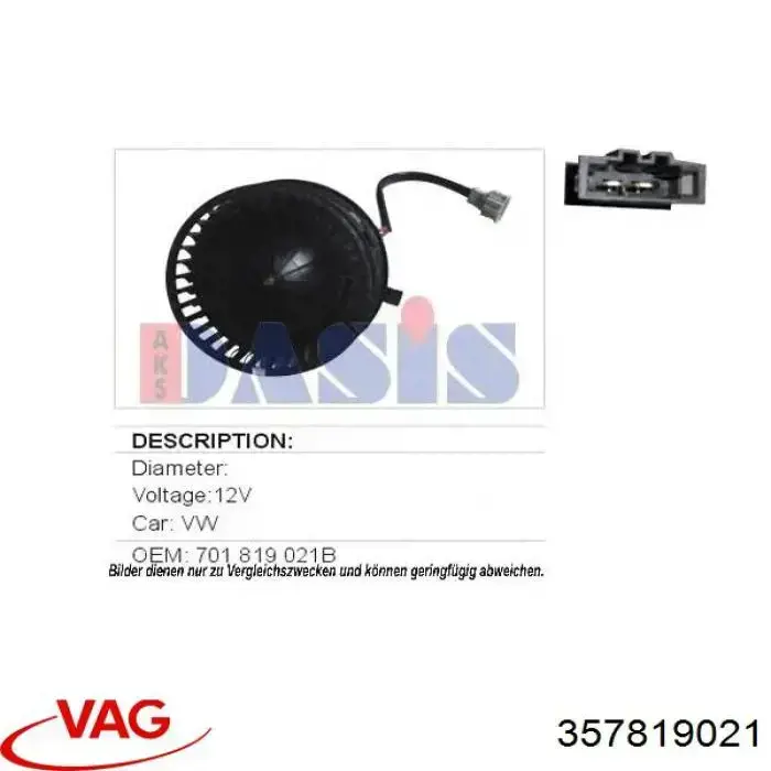 Motor de ventilador de forno (de aquecedor de salão) VAG 357819021 preço, a partir de 60,32 USD