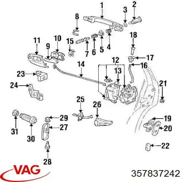 Trinco de fecho da porta dianteira VAG 357837242 preço, a partir de 2,37 USD
