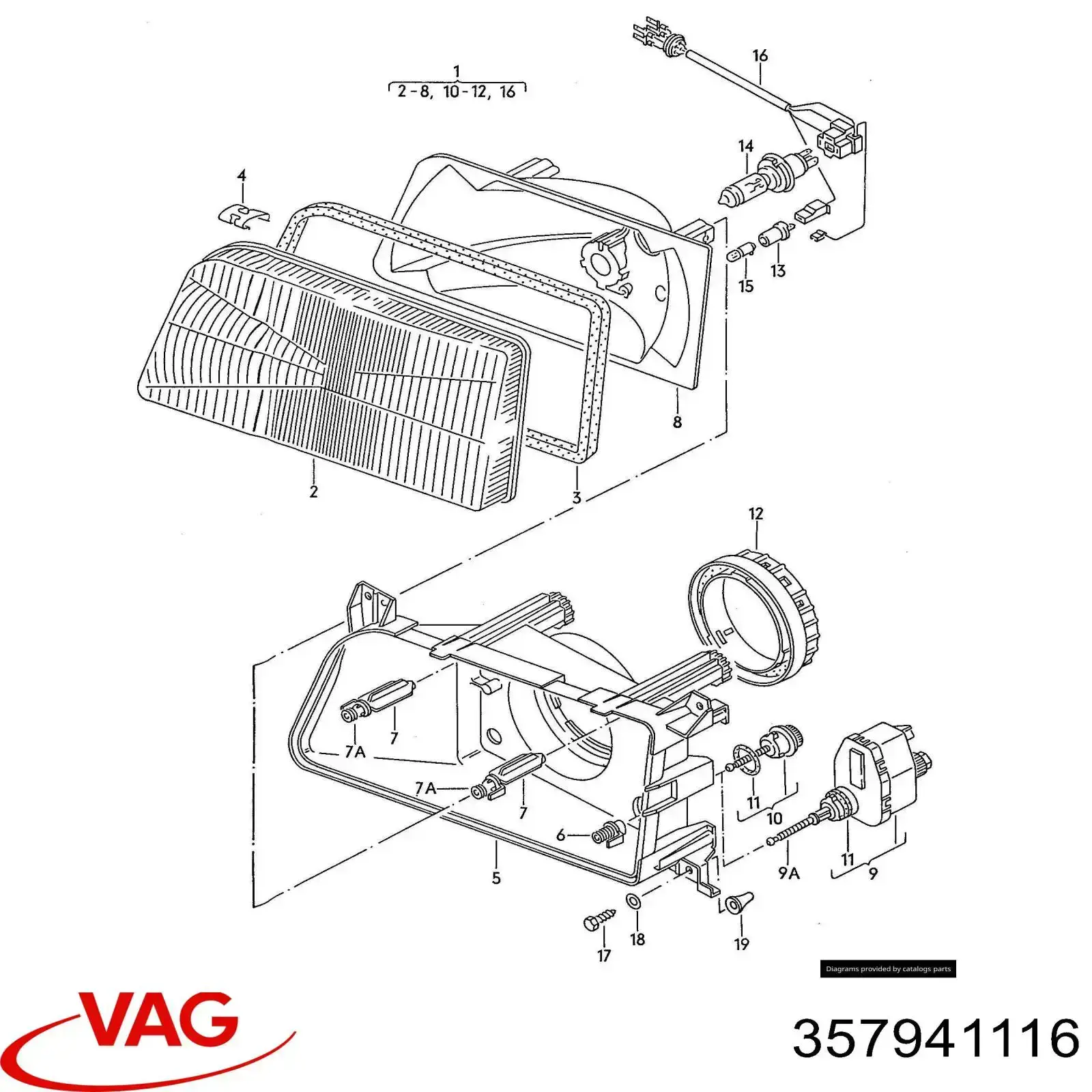 Compre 357941116 VAG Vidro da luz direita