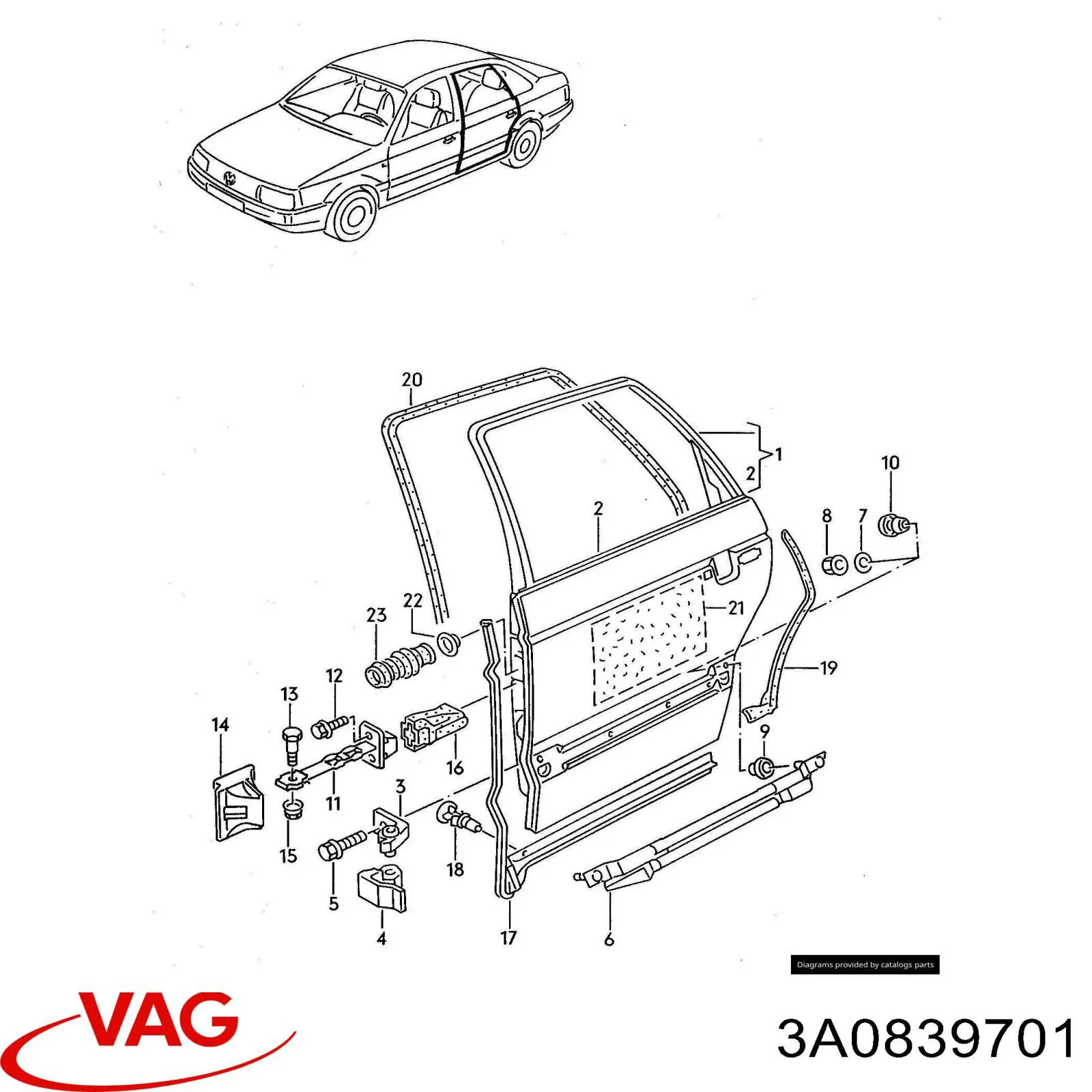 Compactador da porta traseira esquerda (na porta) VAG 3A0839701 preço, a partir de 210,89 USD