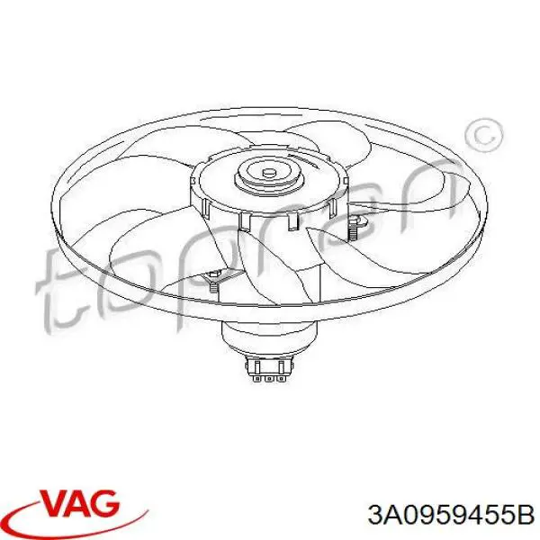 Compre 3A0959455B VAG Ventilador elétrico de esfriamento montado (motor + roda de aletas)