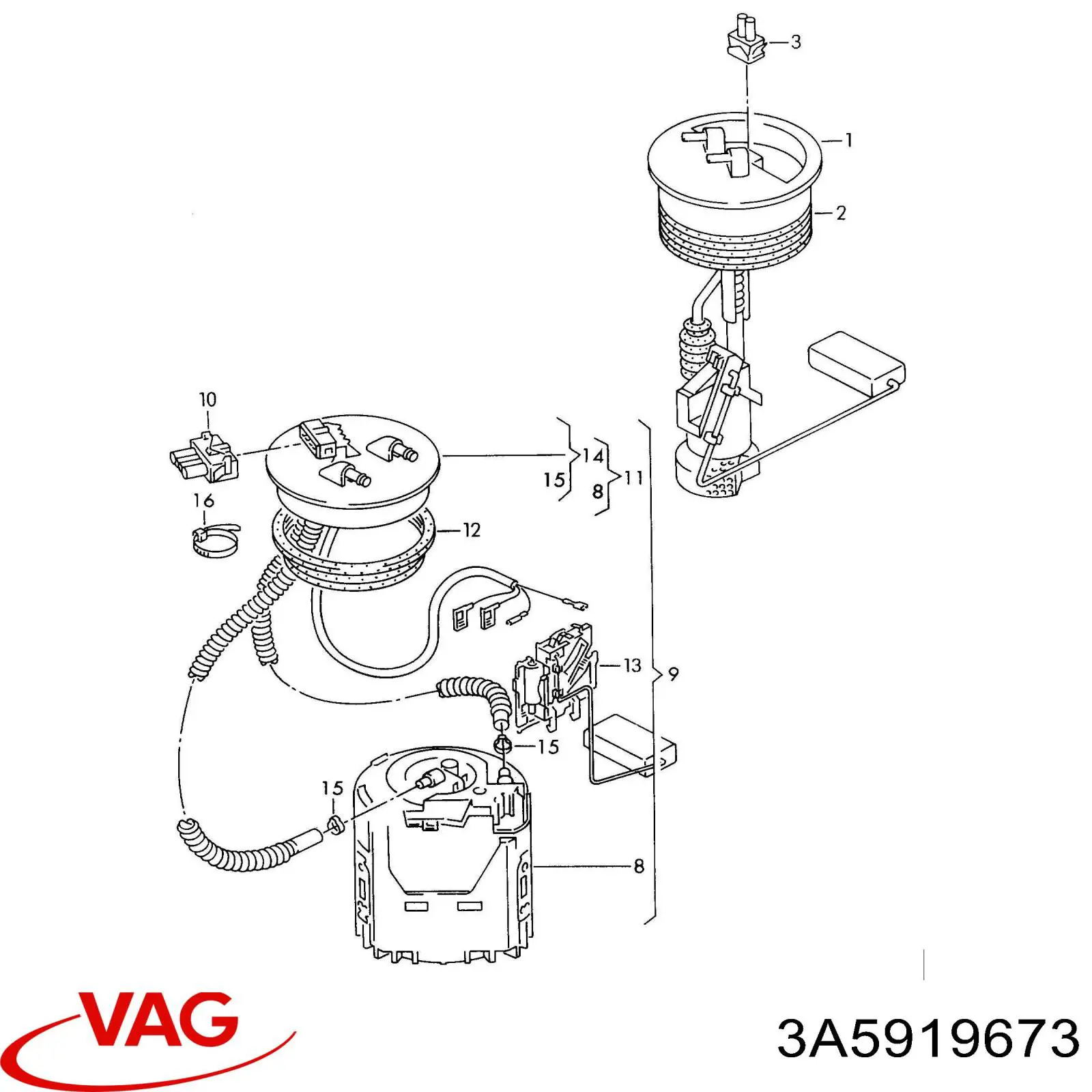 Sensor do nível de combustível no tanque VAG 3A5919673 preço, a partir de 136,50 USD