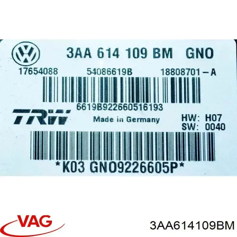 Compre 3AA614109AQBEF VAG Unidade hidráulico de controlo ABS