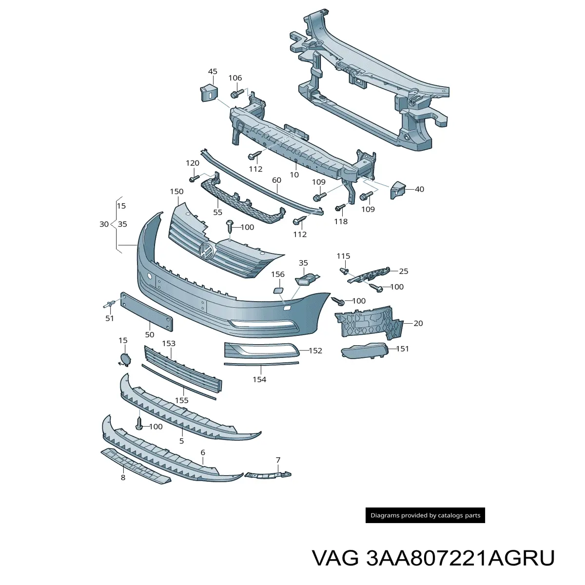 3AA807221AGRU VAG Pára-choque dianteiro