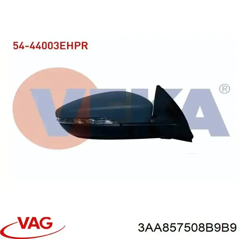 Espelho de retrovisão direito VAG 3AA857508B9B9 preço, a partir de 114,07 USD