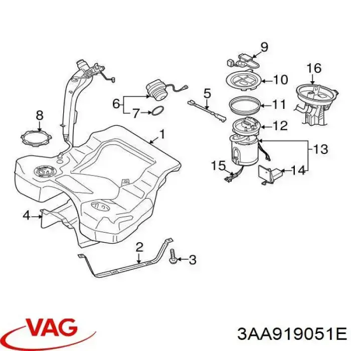 Compre 3AA919051E VAG Módulo de bomba de combustível com sensor do nível de combustível