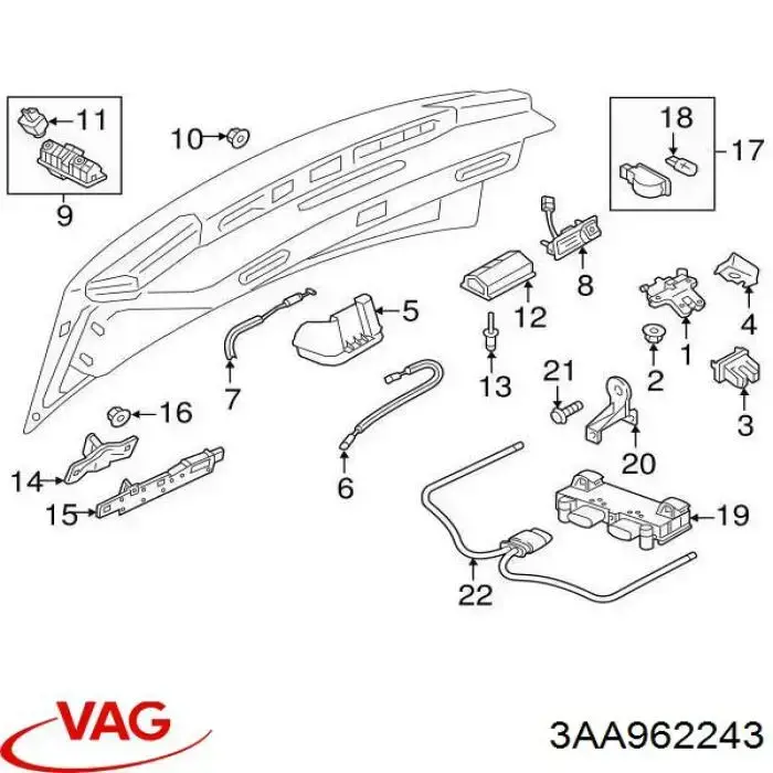 Módulo de direção (Centralina eletrônica) de abertura de tampa de porta-malas (de 3ª/5ª porta traseira) VAG 3AA962243B preço, a partir de 125,99 USD