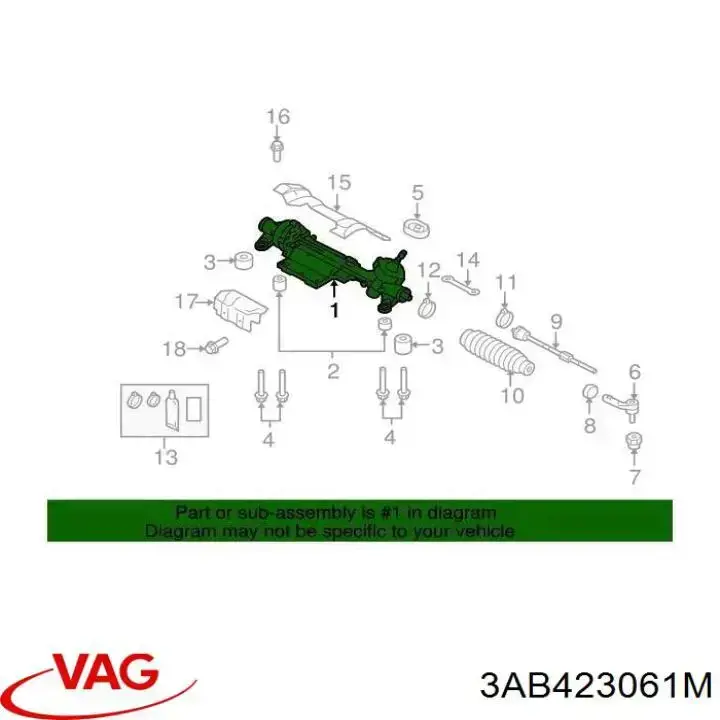 3AB423061M VAG Cremalheira da direção