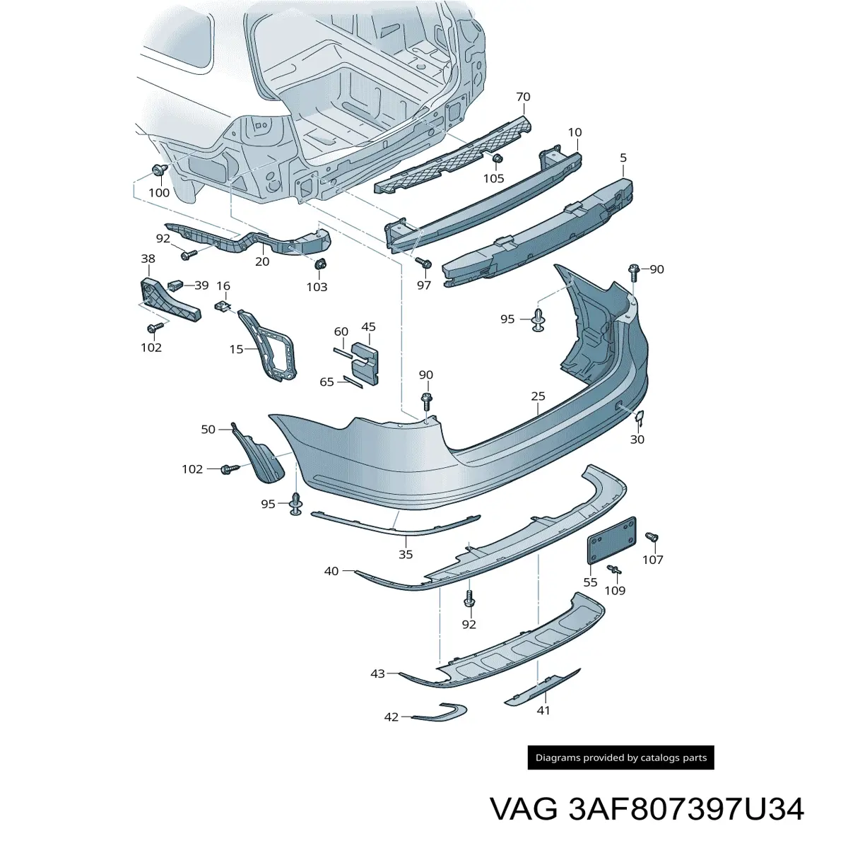  VAG 3AF807397U34 preço, a partir de 103,54 USD