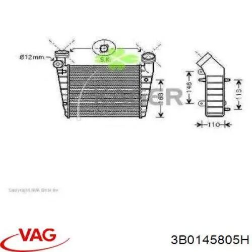 Compre 3B0145805H VAG Radiador de intercooler