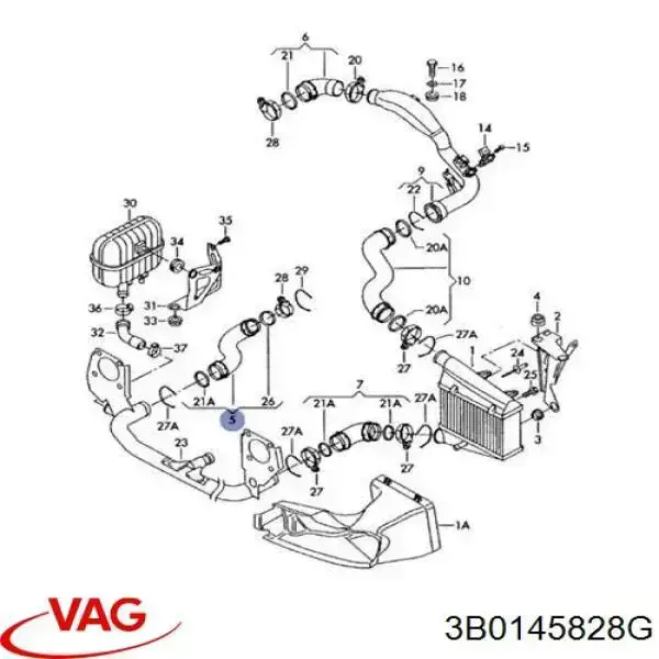 Mangueira (cano derivado) de intercooler VAG 3B0145828G preço, a partir de 57,18 USD