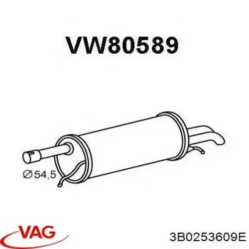 Silenciador, parte traseira VAG 3B0253609E preço, a partir de 485,63 USD