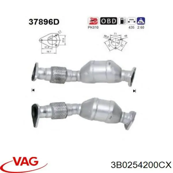 3B0254200CX VAG Convertidor - catalisador