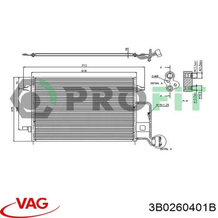 Compre 3B0260401B VAG Radiador de aparelho de ar condicionado