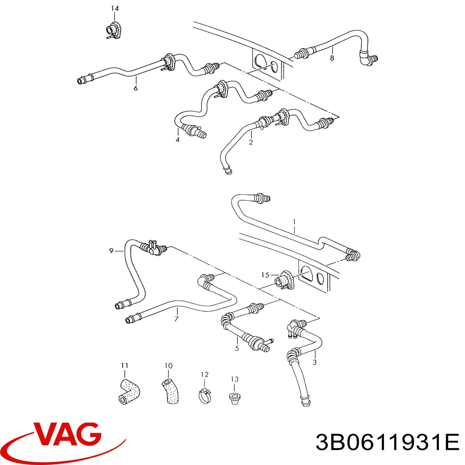 Tubo de impulsionador de vácuo dos freios VAG 3B0611931E preço, a partir de 48,69 USD