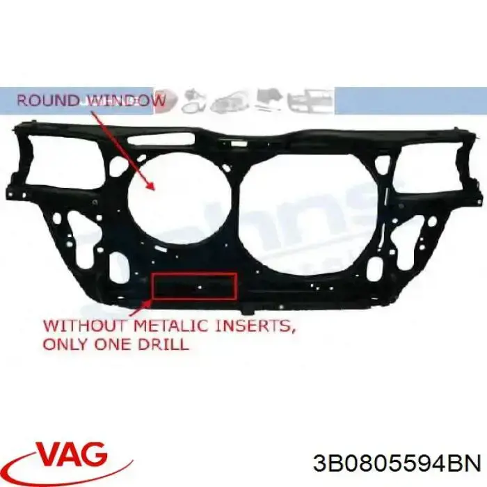 3B0805594BN VAG Suporte do radiador montado (painel de montagem de fixação das luzes)