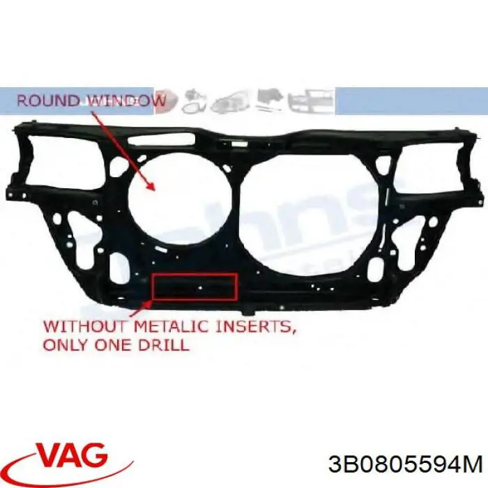 Compre 3B0805594M VAG Suporte do radiador vertical (painel de montagem de fixação das luzes)