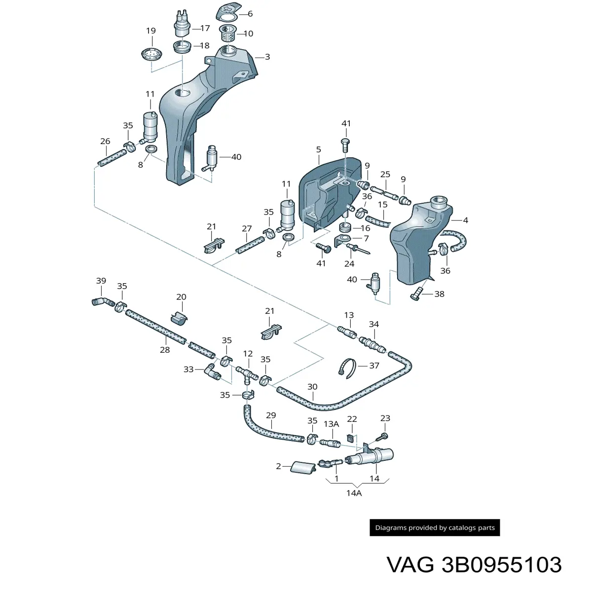 3B0955103 VAG Injetor de fluido para lavador da luz dianteira esquerda