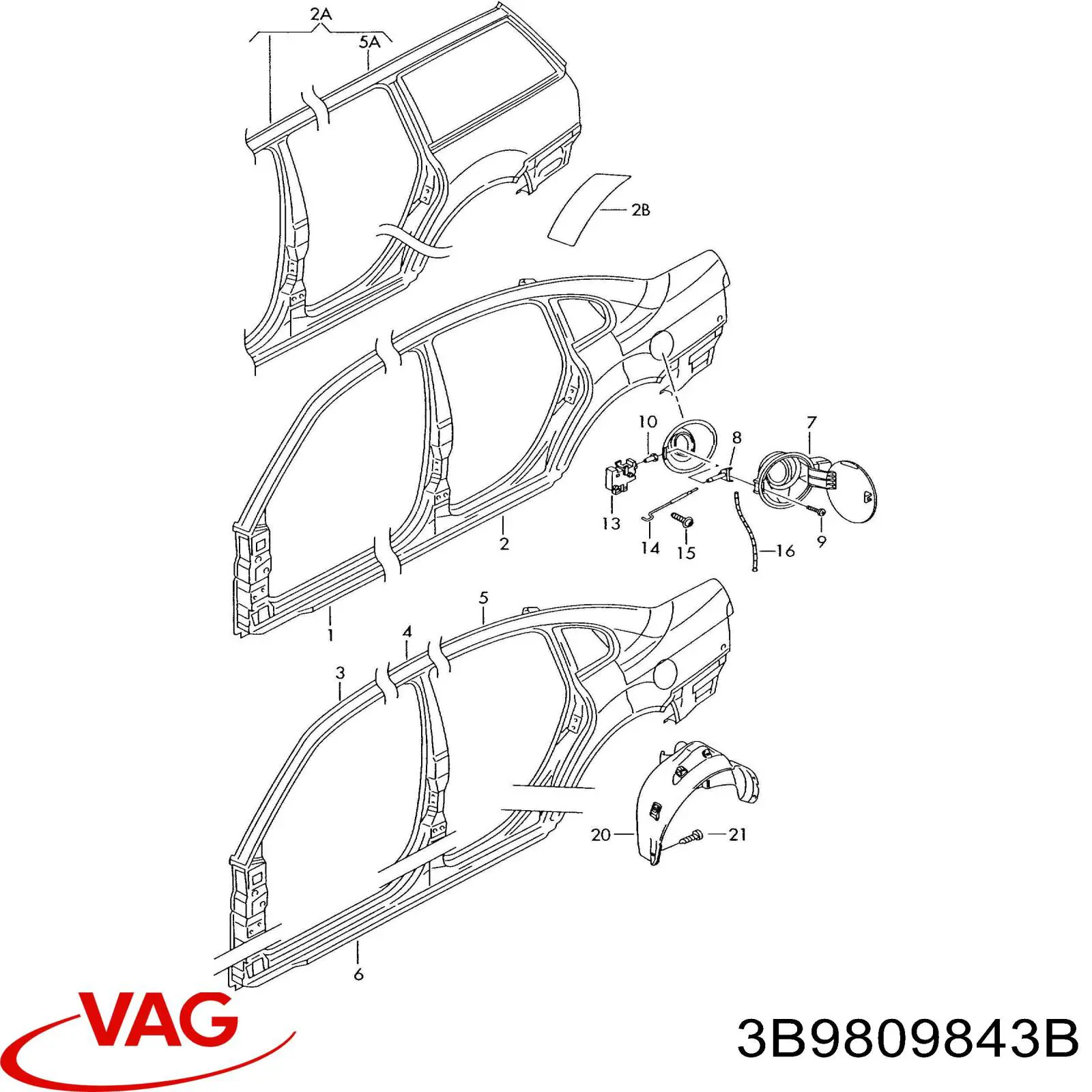 Pára-lama traseiro esquerdo VAG 3B9809843B preço, a partir de 864,82 USD