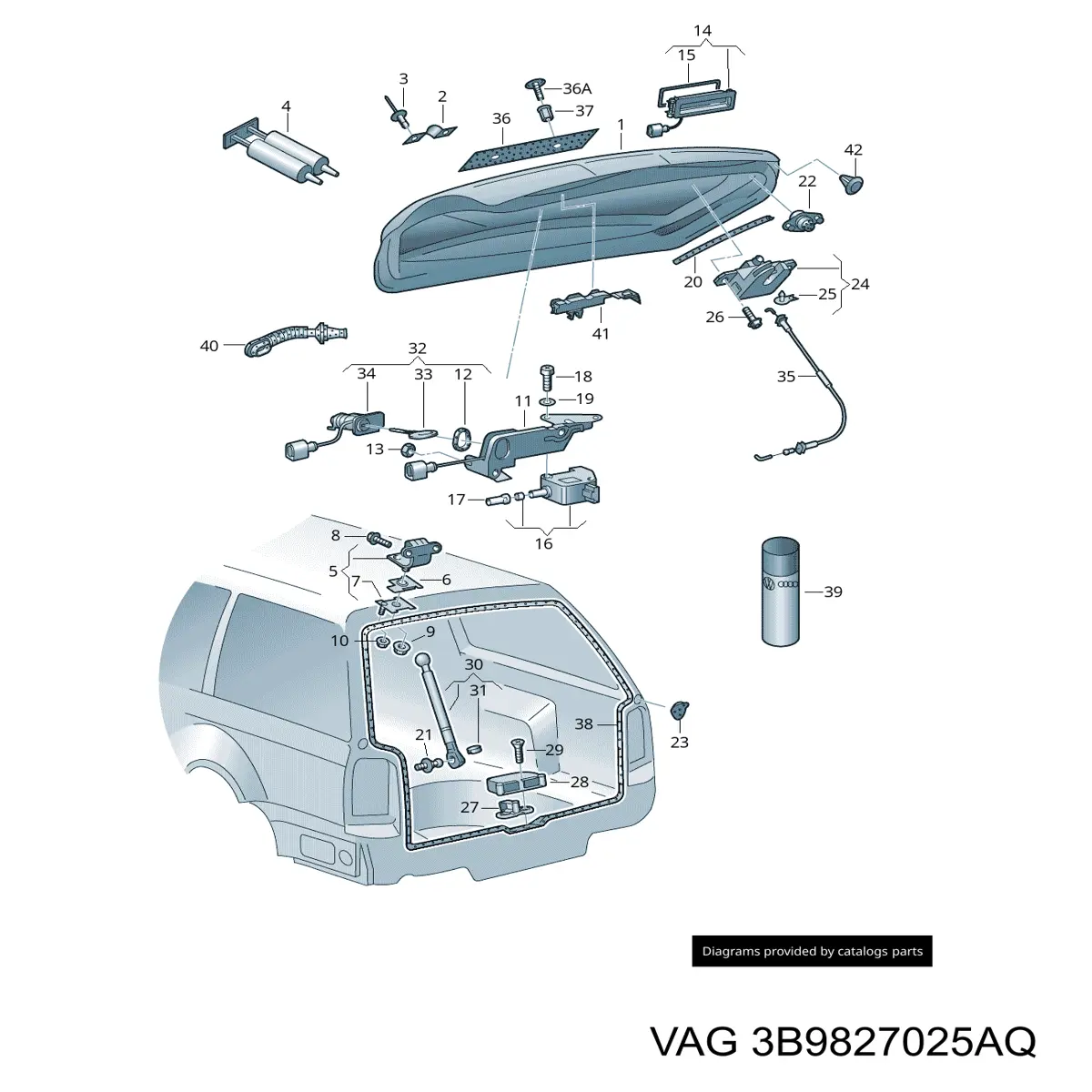 3B9827025AQ VAG Porta traseira (3ª/5ª porta-malas (tampa de alcapão)