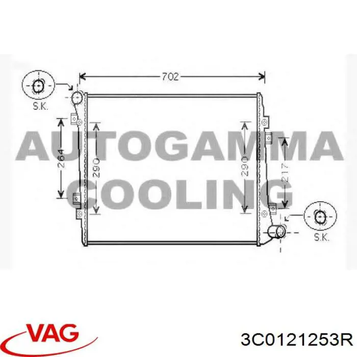 3C0121253R VAG Radiador de esfriamento de motor