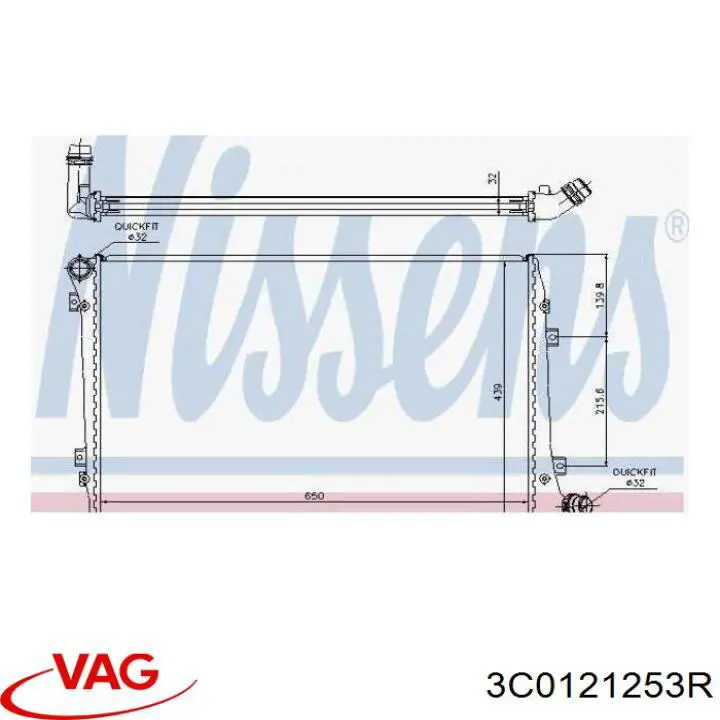 Radiador de esfriamento de motor VAG 3C0121253R preço, a partir de 90,05 USD