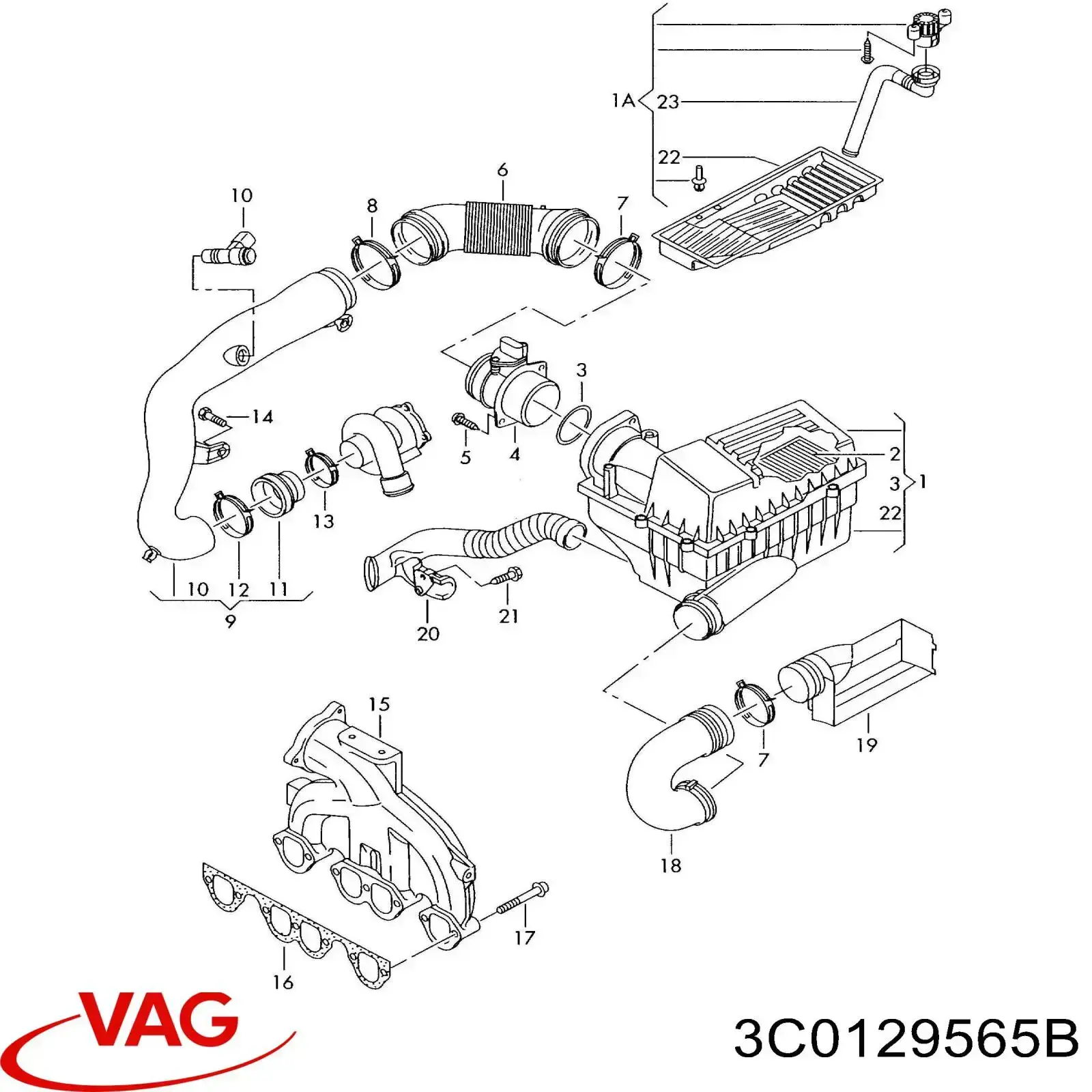 Tomada de ar de filtro de ar VAG 3C0129565B preço, a partir de 60,65 USD