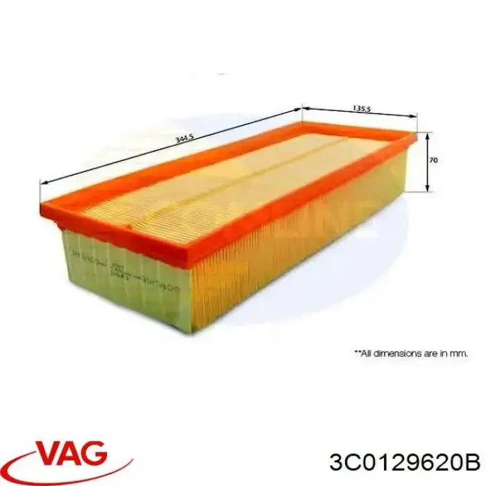 3C0129620B VAG Filtro de ar