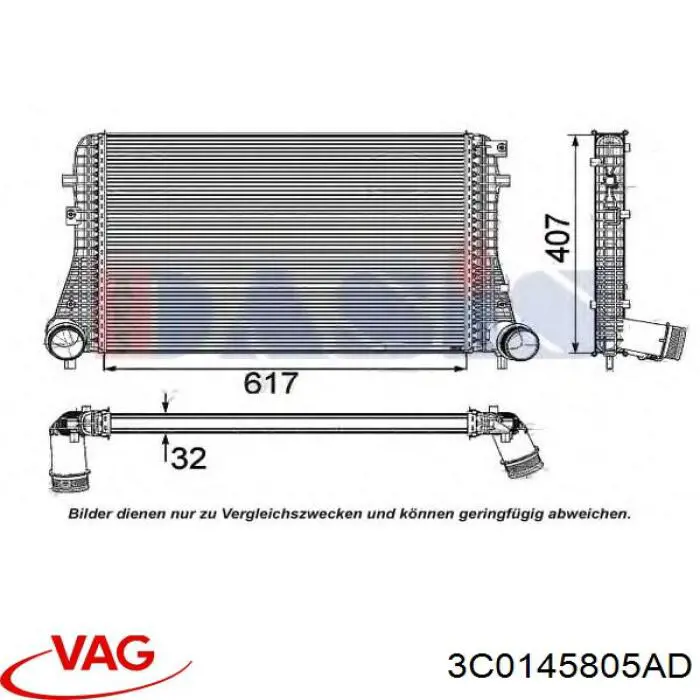 Radiador de intercooler VAG 3C0145805AD preço, a partir de 81,40 USD