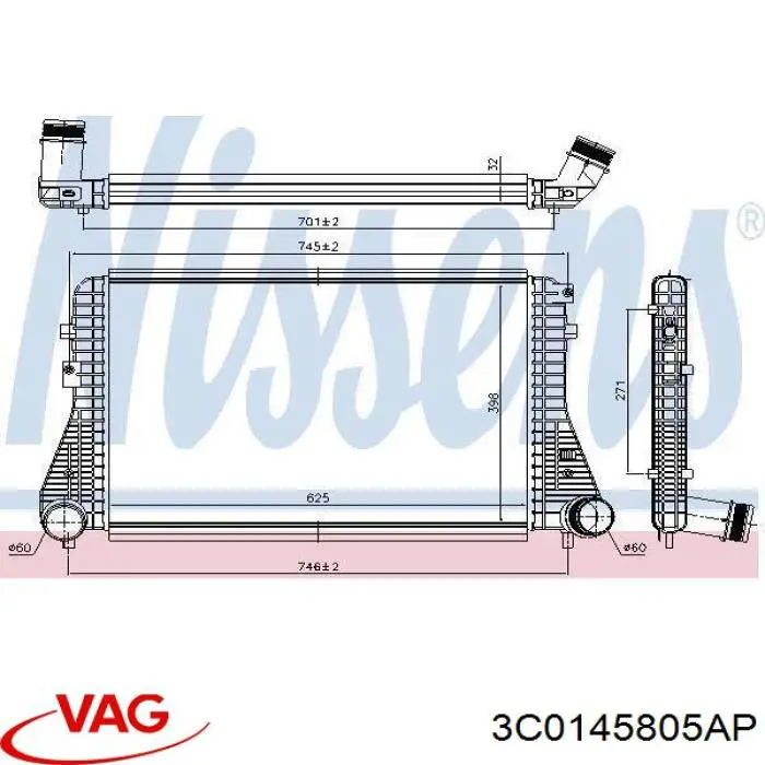 3C0145805AP VAG Radiador de intercooler
