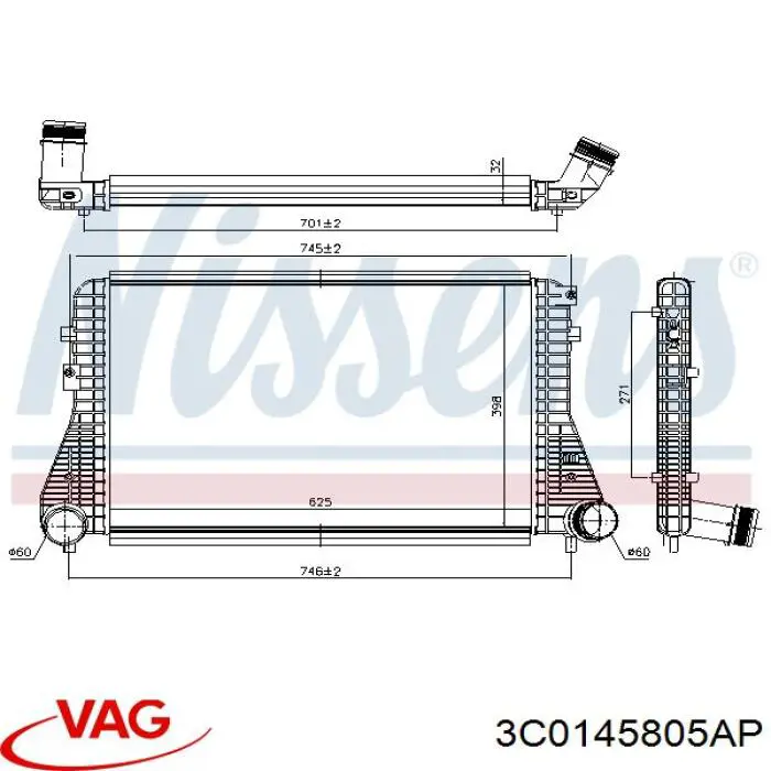 Radiador de intercooler VAG 3C0145805AP preço, a partir de 129,96 USD