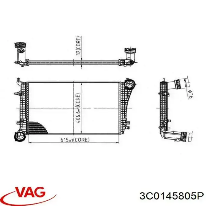 Radiador de intercooler VAG 3C0145805P preço, a partir de 65,29 USD
