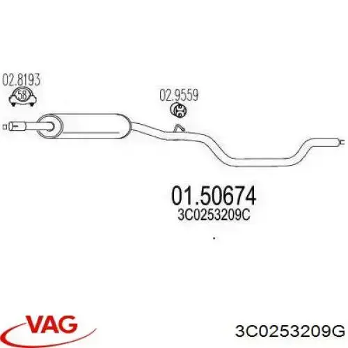Compre 3C0253209G VAG Silenciador, parte dianteira