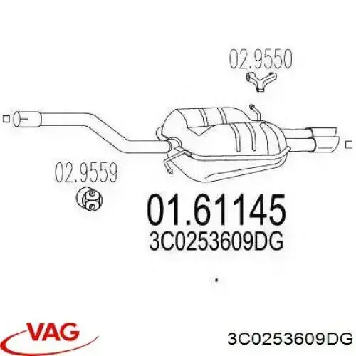 Silenciador, parte traseira VAG 3C0253609DG preço, a partir de 222,97 USD