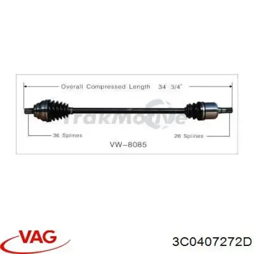 Compre 3C0407272D VAG Semieixo (acionador) dianteiro direito