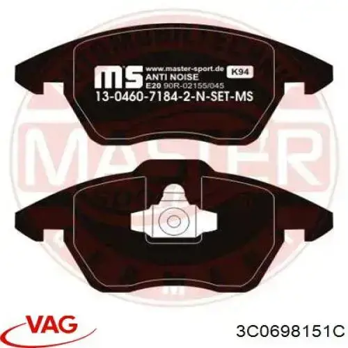 Sapatas do freio dianteiras de disco VAG 3C0698151C preço, a partir de 28,31 USD