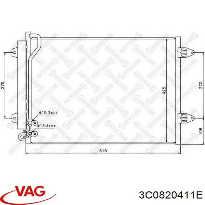 Compre 3C0820411E VAG Radiador de aparelho de ar condicionado