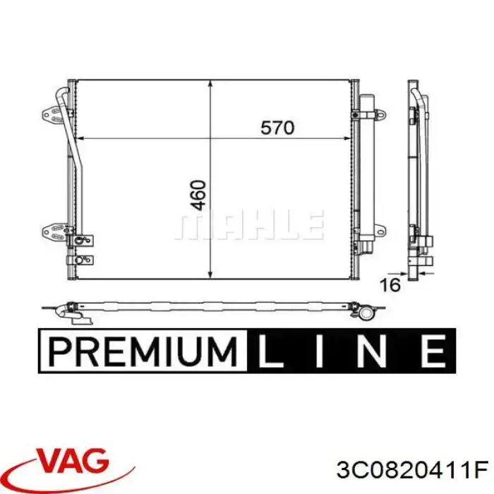 Compre 3C0820411F VAG Radiador de aparelho de ar condicionado
