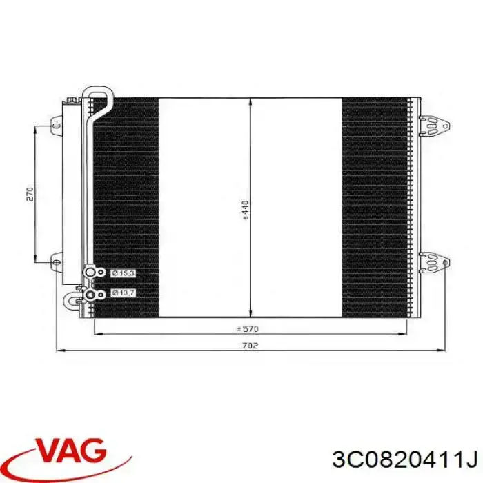 3C0820411J VAG Radiador de aparelho de ar condicionado
