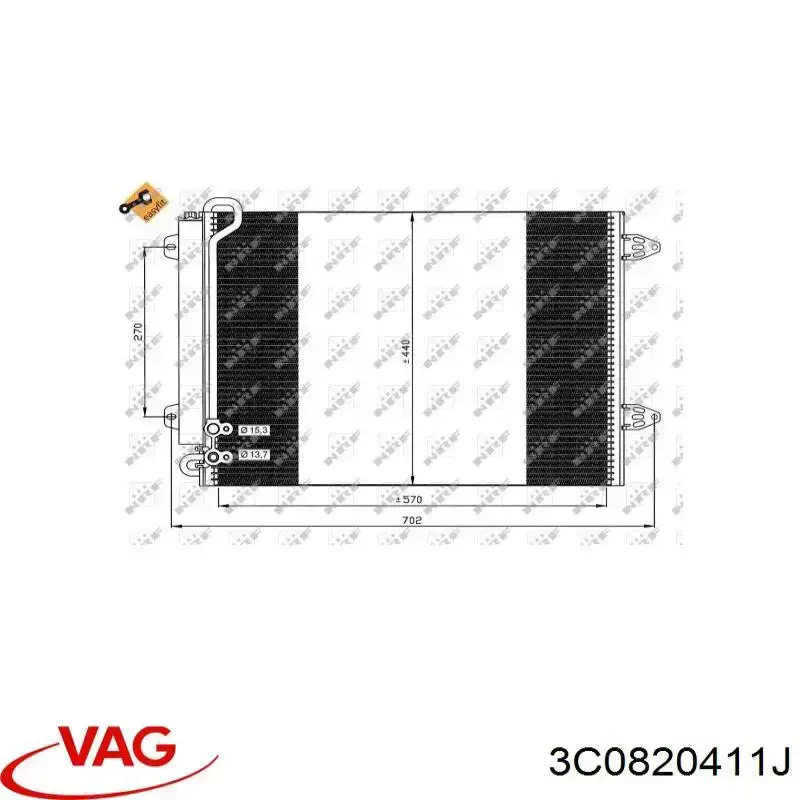 Compre 3C0820411J VAG Radiador de aparelho de ar condicionado