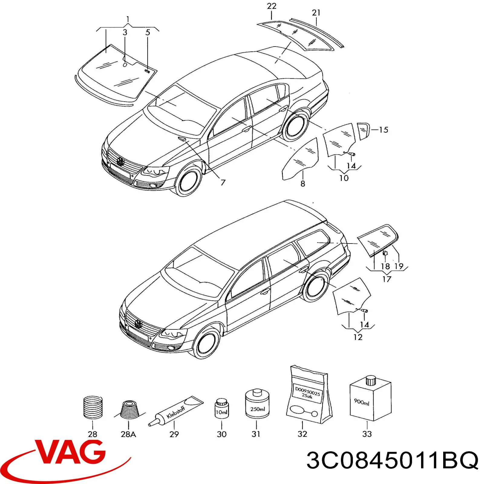 3C0845011AG VAG Pára-brisas