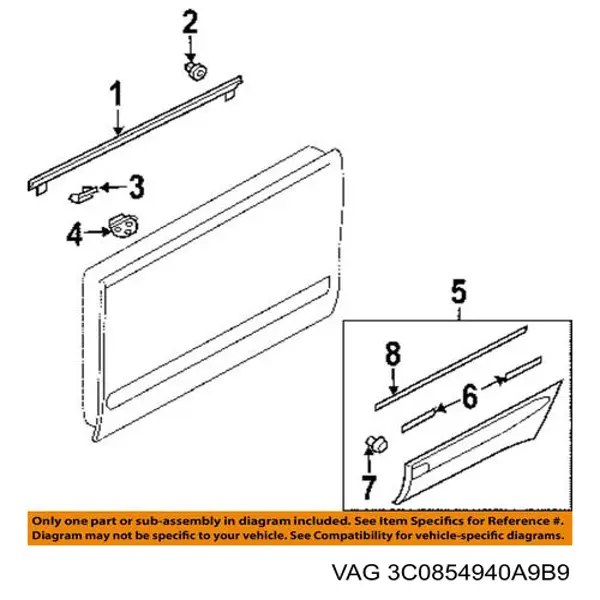 Compre 3C0854940A9B9 VAG Placa sobreposta da porta dianteira direita