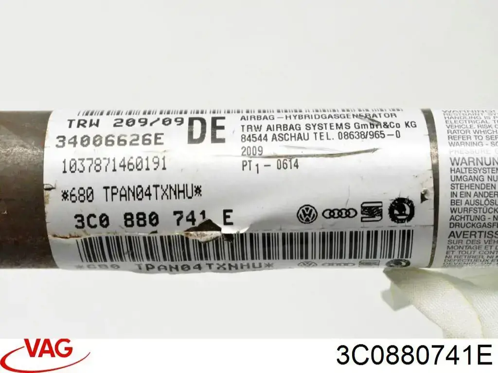 3C0880741E VAG Cinto de segurança (AIRBAG) de estore lateral esquerdo