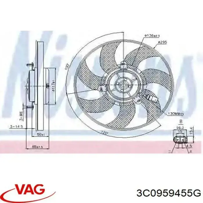 Ventilador elétrico de esfriamento montado (motor + roda de aletas) direito VAG 3C0959455G preço, a partir de 69,02 USD