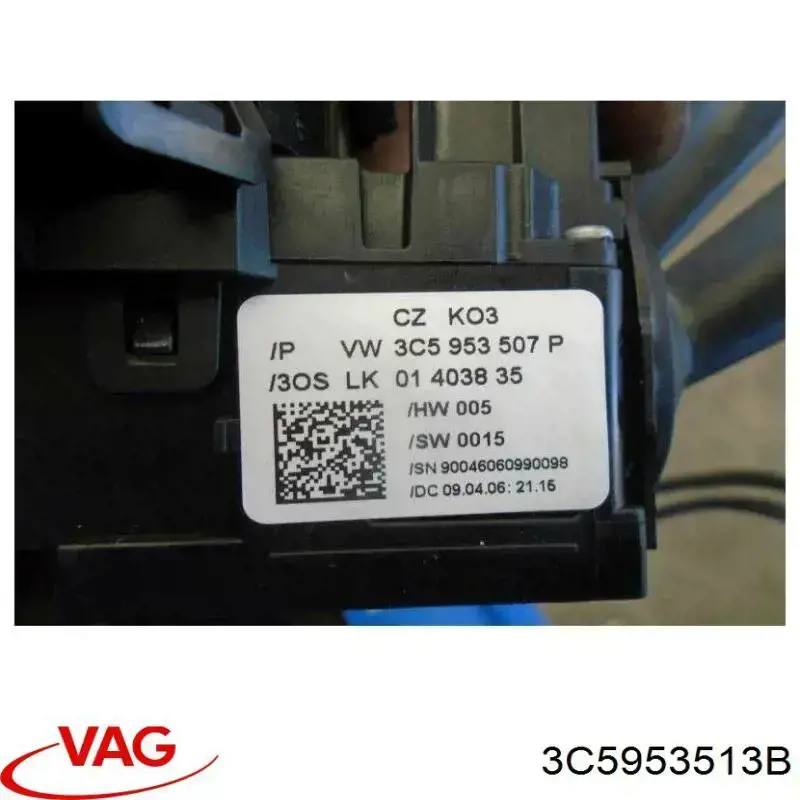 3C5953513B9B9 VAG Comutador instalado na coluna da direção, montado