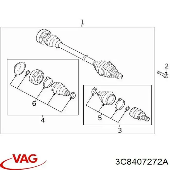 3C8407272A VAG Semieixo (acionador) dianteiro direito