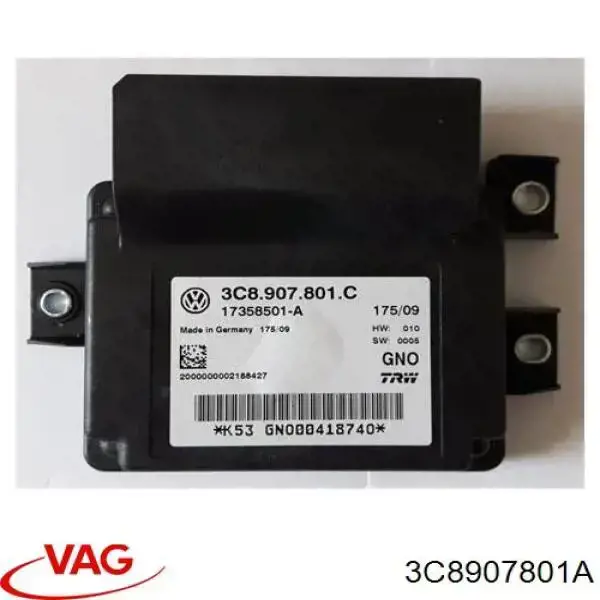 Unidade de controlo (módulo) do freio de estacionamento eletromecânico 3C8907801A VAG